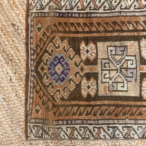Vintage Small Boho Turkish Mini 2x3 Rug Brown - Picture 2 of 4